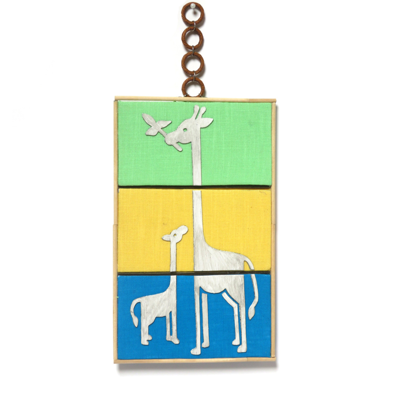 Twaksati Handmade Artistic Yellow Tile Giraffe and Baby